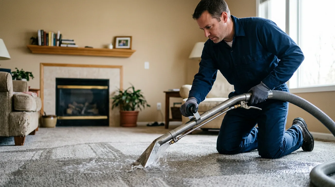 Water damage restoration technician working near Gwynneville, IN